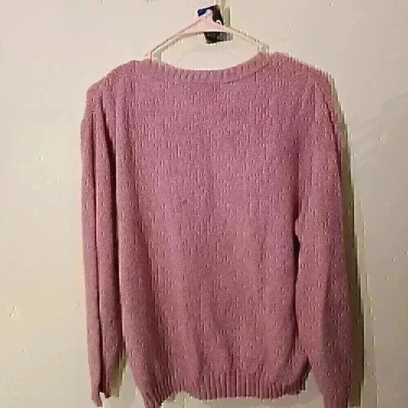 Vintage  willow ridge mauve pink knit sweater 80's vibe long sleeve size large - Picture 2 of 4
